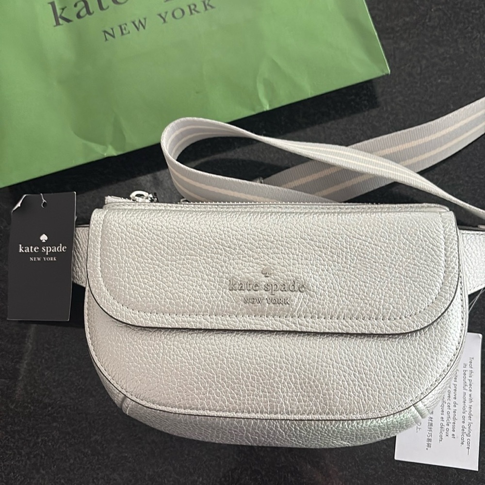 Kate Spade Metallic Silver Leather Waist Bag